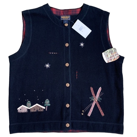 Woolrich New With Tags Women’s XL Knit Winter Scene Embroidered Sweater Vest - Picture 12 of 12
